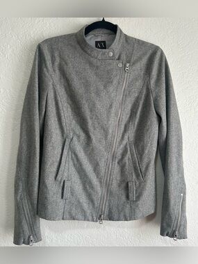 A/X Armani Exchange Gray Asymmetric Zip Wool-Blend Jacket